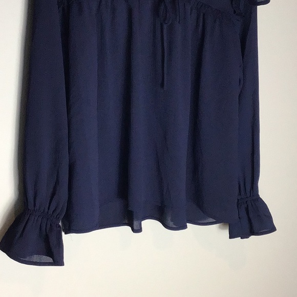 Everly > Navy Frilly Blouse Small - Picture 2 of 9